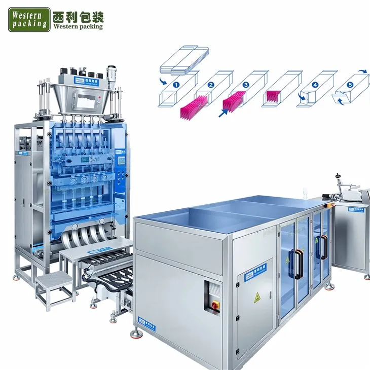 স্টিক স্যাচে প্যাকেট কার্টোনিং মেশিন